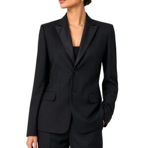 Ralph Ralph Lauren Black 100% Wool Tuxedo Blazer Satin Peak Lapel Vintage M